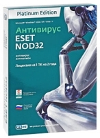 Eset NOD32 Антивирус Platinum Edition (на 1 ПК) Лицензия на 2 года артикул 3633a.